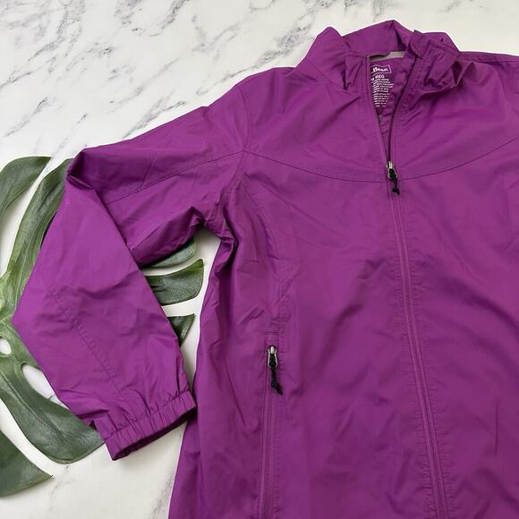 LL Bean Womens Windbreaker Jacket Size M Reg Purple Full Zip Up Lightweight - Picture 4 of 11